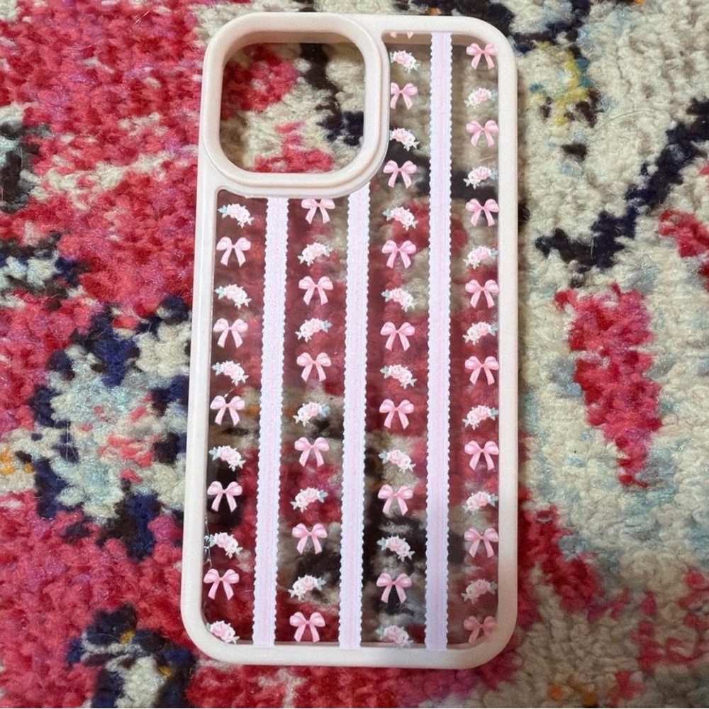 Pink Ribbon Stripe Clear iPhone Case - Unbranded